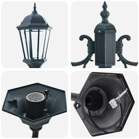 Poste de Luz de Jardim vidaXL 2-Lâmpada E27 Verde 220 cm Alumínio