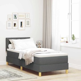 vidaXL Cama Box com colchão Cinza Escuro 80 x 200 cm tecido