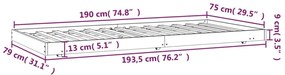 Cama sem colchão 75x190 cm madeira de pinho maciça branco