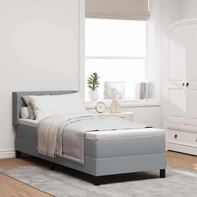 vidaXL Cama box spring com colchão, cinza claro, 80 x 200 cm, tecido.