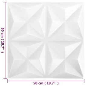 Painéis de parede 3D 12 pcs 50x50 cm 3 m² branco origami