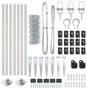 Conjunto de Postes de Cerca Prateado 0.6 x 10 m Aço galvanizado