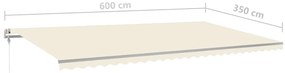 Toldo retrátil manual com postes 6x3,5 m cor creme