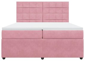 Cama com molas/colchão 200x200 cm veludo rosa