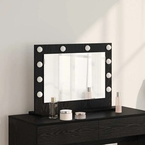 vidaXL Espelho de Vanity com Luzes LED Carvalho Preto 60x45x18 cm