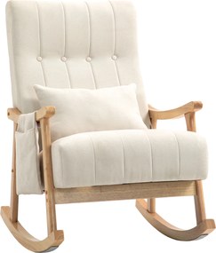 Poltrona de Amamentação de Baloiço, 90 x 65 x 98 cm, Bolso Lateral de Arrumação, Bege
