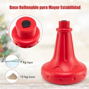 Candeeiro Natal musical natalina com 185 cm com luzes LED brancas quentes Efeitos de neve Base recarregável Vermelho