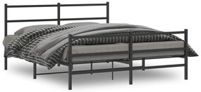 Estrutura de cama com cabeceira e pés 150x200 cm metal preto
