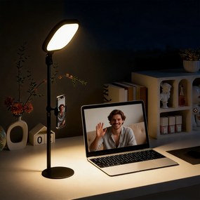Candeeiro de secretária LED com regulação de intensidade, 5 modos de cor, 10 níveis de luminosidade, porta USB, temporizador e suporte para telemóvel,