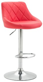 Banco de bar Lazio em couro sintético e com estrututa cromada 46 x 83-104 x 49 cm Vermelho