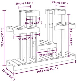 Suporte para plantas 104,5x25x77,5 cm pinho maciço