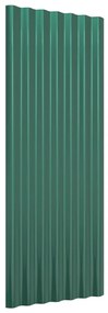 Painéis de telhado 12 pcs 100x36 cm aço revestido a pó verde