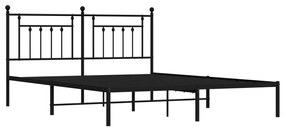 Estrutura de cama com cabeceira 160x200 cm metal preto