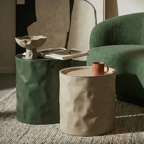 CONJUNTO DE MESAS DE APOIO NORIMBERGA 2 PEÇAS Ø 39,5X48-35,5X40 CM BRANCO E VERDE