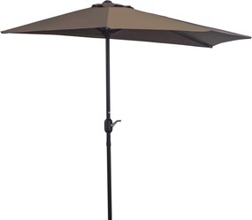Outsunny Chapéu de Sol Jardim Manivela Forma Semicircular Exterior Terraço Pátio Piscina Resistente Intempéries 269x138x236cm Marrom | Aosom Portugal