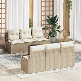 Conjunto de Sofá para Jardim vidaXL de 7 Peças com Almofadas Bege Ratt