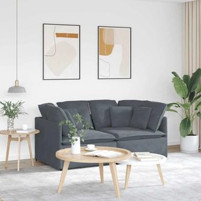vidaXL Sofá modular com almofadas veludo cinzento-escuro