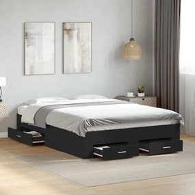 vidaXL Estrutura de cama c/ gavetas 140x190 cm derivados madeira preto