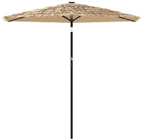 Guarda-sol c/ luzes LED e poste de aço 223x223x213 cm castanho