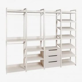 Armário Modular Aberto De 4 Peças Com Sapateira Em Ferro Velunis Gardénia Branco - Sklum