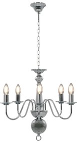 Lustre de 5 lâmpadas E14 prateado