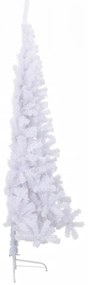 Meia árvore de Natal artificial com suporte 210 cm PVC branco