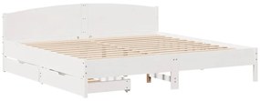 Cama sem colchão 180x200 cm madeira de pinho maciça branco