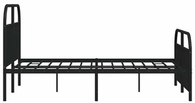 Estrutura de cama com cabeceira e pés 135x190 cm metal preto