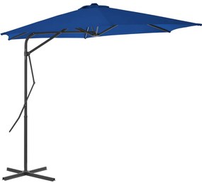 Guarda-sol de jardim com poste de aço 300x230 cm azul