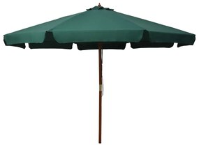 vidaXL Guarda-sol de exterior com poste em madeira 330 cm verde