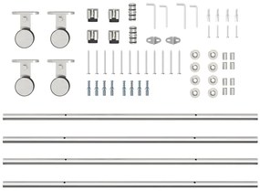 Kit ferragens p/ porta deslizante 200cm aço inoxidável prateado