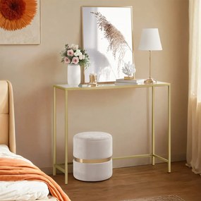 Mesa consola entrada linhas simples 20 x 100 x 80 cm vidro, aço Dourada