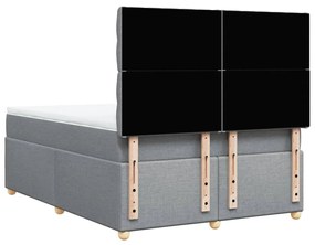 Cama com molas/colchão 140x190 cm tecido cinzento-claro