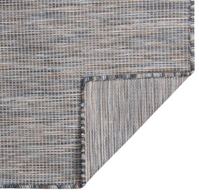 Tapete de tecido plano p/ exterior 200x280 cm castanho e azul