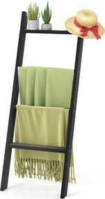 Suporte toalhas em forma escada de 4 níveis  50 × 7,5 × 137 cm Preto