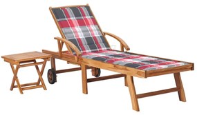 Espreguiçadeira com mesa e almofadão madeira de teca maciça