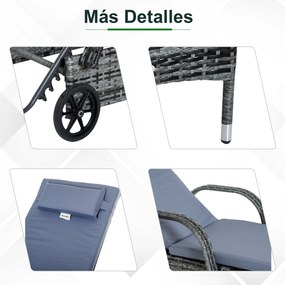 Espreguiçadeiras x2 com Mesa de Vime Chaise Longue para Jardim Pátio C