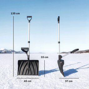Pá para Neve, 45 x 37 x 135 cm, Pega Ergonómica, Preto