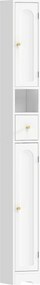 HOMCOM Armário para banheiro armário estreito com gaveta portas arqueadas compartimento aberto prateleira ajustável 20x20x185 cm Branco | Aosom Portugal