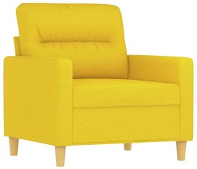 3 pcs conjunto de sofás com almofadas tecido amarelo-claro