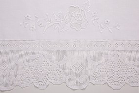 315x175 cm Toalha de mesa de linho bordada a mão C/ Crochê