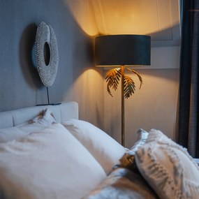 Candeeiro de pé vintage dourado 145 cm com abajur em veludo castanho 50 cm - Botanica