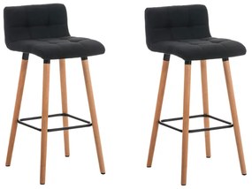 Conjunto de 2 bancos de bar Lincoln em tecido e com estrutura em Cor Natural 42 x 94 x 49 cm Preto