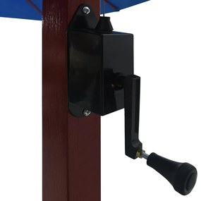 Guarda-sol suspenso com mastro de madeira 400x300 cm azul