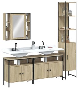 vidaXL 4 pcs conj. móveis casa banho derivados madeira carvalho sonoma