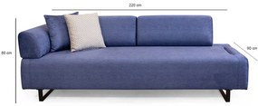 **** Sofá-cama de 3 lugares Infinity – Azul – 220 cm x 90 cm x 80 cm