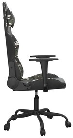 Cadeira gaming massagens couro artificial preto e camuflagem