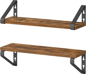 Conjunto de 2 prateleiras estante suspensa 12,7 x 40 x 11,2 cm castanho-preto