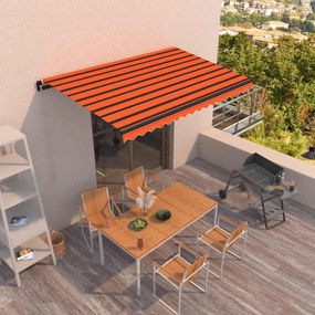 vidaXL Toldo retrátil manual 400x350 cm laranja e castanho