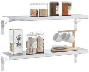 Suportes prateleira 4pcs 20x2,5x14 cm aço inoxidável prateado